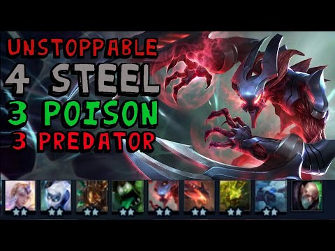 This build made ME HARD| 4 Steel 3 Predator 3 Assassin 3 Poison| TeamFight Tactics