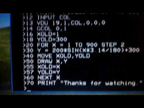 BBC-BASIC Program to draw a  sine wave.