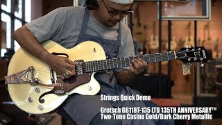 Video thumbnail for Gretsch G6118T-135 LTD 135TH ANNIVERSARY™,Two-Tone Casino Gold/Dark Cherry Metallic by Strings Shop