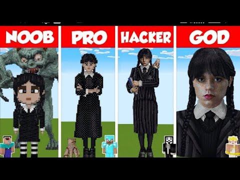 Minecraft REAL LIFE WEDNESDAY STATUE HOUSE BUILD CHALLENGE - NOOB vs PRO#animation noob #NoobVsPro