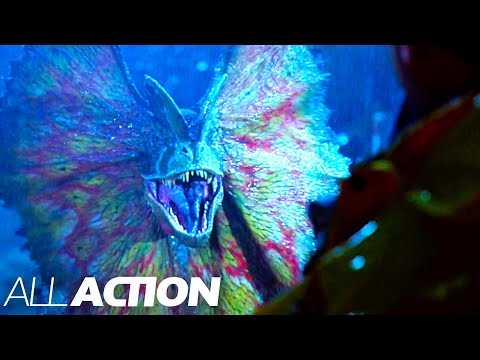 Dennis Gets Eaten by a Dilophosaurus! | Jurassic Park | All Action