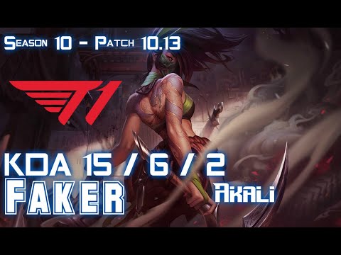 T1 Faker AKALI vs FIZZ Mid - Patch 10.13 KR Ranked