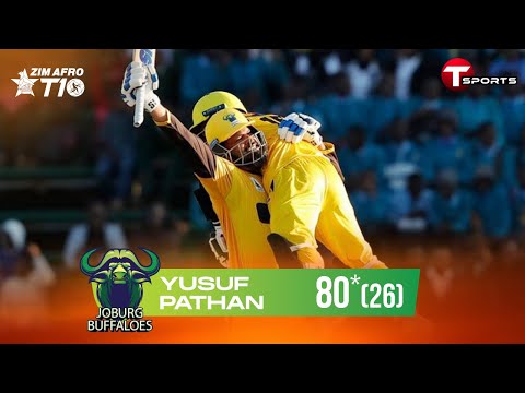 Stunning Batting By Yusuf Pathan 80 runs in Just 26 balls | Zim Afro T10