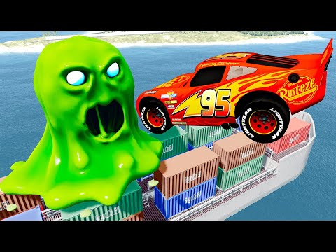 Crazy Cars High Speed Jumping Into Mouth of Green Monster - BeamNG Drive Game Crashes Compilation #2