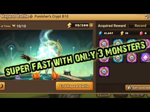 summoners war:  PC 10  SUPER FAST team 10X battle! / ONLY  3 MONSTERS!