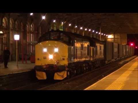 37425 and 37611 at Preston with 4S44 Daventry - Coatbridge. 28/10/13.