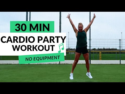 30 min CARDIO PARTY HIIT WORKOUT - No Squats or Lunges - Fun + High Intensity