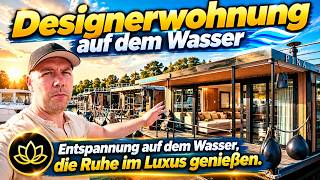 Designerwohnung auf dem Wasser #roomtour  #hausboot #wohnschiff #boot #yacht #wassersport