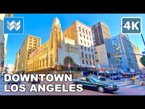 [4K] Broadway Street in Downtown Los Angeles, California - Walking Tour Vlog & Travel Guide 🎧
