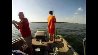 preview picture of video 'Slabbing, Fishing and Catching Hybrids August 24, 2012 on Lake Lewisville, Dallas, Texas'