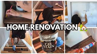 It's Done! DIY Staircase + Living Room LVP | Beginner Friendly 🔨