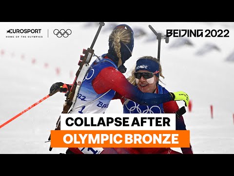 Tiril Eckhoff collapses after winning bronze in Women’s Biathlon 10km Pursuit | 2022 Winter Olympics