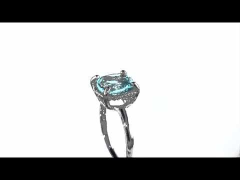 Cushion Cut Blue Topaz Ring 2.0 Carats in Sterling Silver