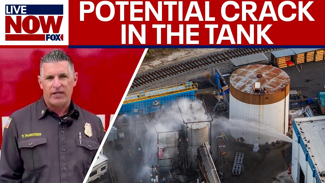 Damaged California chemical tank has potential crack, could 'relieve pressure'