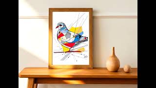 Transform Your Space with Stunning Geometric Pigeon Art – Calm, Color & Mindfulness!...