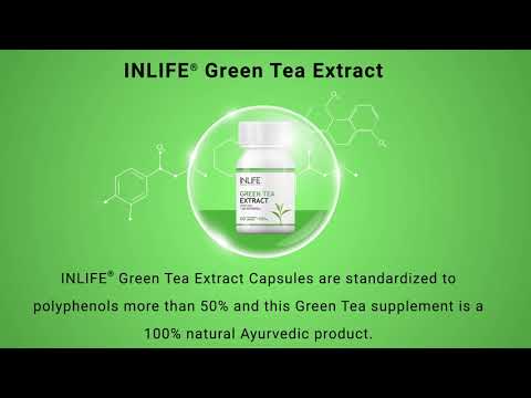 INLIFE  Green Tea Capsules Extract Supplement 500 Mg - 60 Vegetarian Capsules