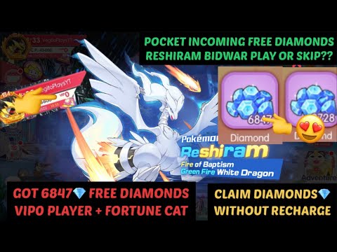 POCKET INCOMING CLAIM 6847 FREE DIAMONDS Vip0 FORTUNE CAT / RESHIRAM BIDWAR SKIP??| Pokémon Incoming
