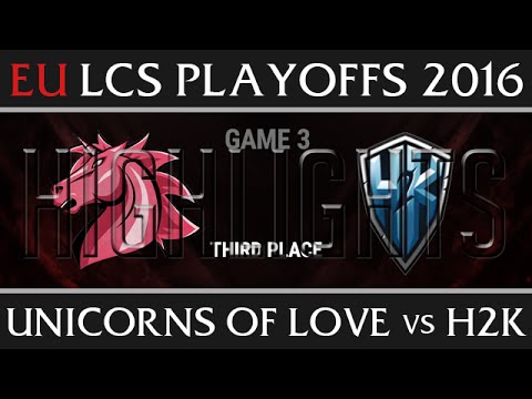 UOL vs H2K G3 Highlights, EU LCS 3rd Place Playoffs Summer 2016, Unicorns of Love vs H2K Game 3