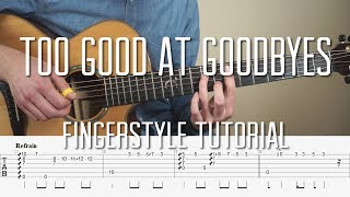 Sam Smith - Too Good At Goodbyes - Fingerstyle Guitar Tutorial (lesson) by Mattias Krantz