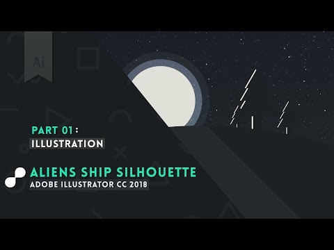 Aliens ship Silhouette Moonlight & Sunlight in illustrator CC ! Adobe Illustrator CC 2018 Speed Art