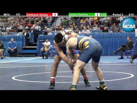 157 -  James Fleming (Clarion) vs Ganbayar Sanjaa (American) - 2012 NCAA Wrestling 5th Place