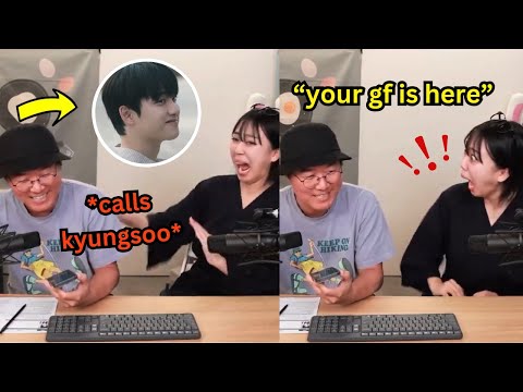 Youngji reaction to Na PD calling her kyungsoo's girlfriend while on call with kyungsoo himself