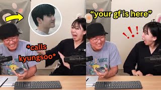 Download lagu Youngji reaction to Na PD calling her kyungsoo's girlfriend while on call with kyungsoo himself mp3