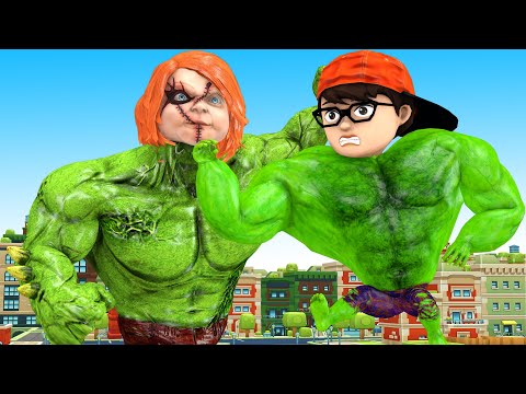 NickHulk and Police chase criminals Siren Head vs Giant Chucky - Scary Teacher 3D Funny animation