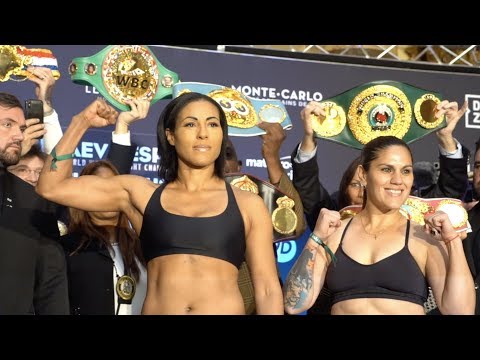 ALL OF THE BELTS! CECILIA BRAEKHUS v VICTORIA BUSTOS (OFFICIAL) WEIGH IN & HEAD-TO-HEAD / MONACO