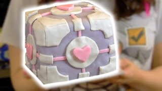 COMPANION CUBE CAKE - NERDY NUMMIES