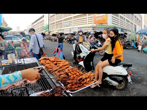 Evening Food Tour at Olympic Market, Phnom Penh 2022, Cambodian Street Food
