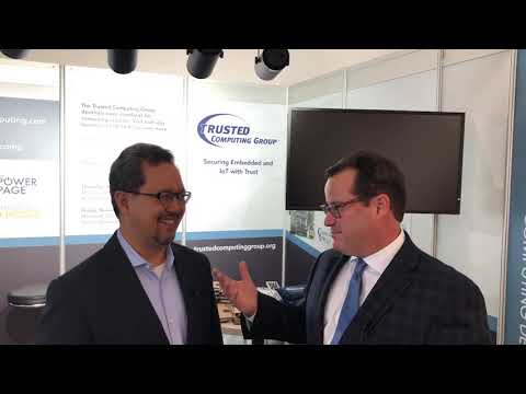 Patrick Hopper talks with Keao Caindec with Mocana about Trusted Computing Group at electronica 2018