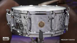 Video thumbnail for Gretsch 14x5 USA Custom Hammered Chrome Over Brass Snare Drum (G4160HB) by Memphis Drum Shop