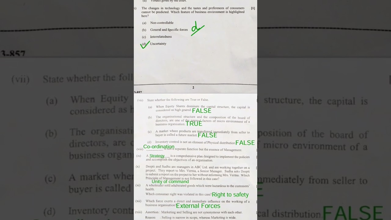 ISC 12 COMMERCE 2023 ANSWER KEY || BOARD EXAM 2023 #shoaibalam