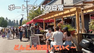 #108 【ポートランド　治安 現状】South WestにあるMultnomah Village地域。ローカルアーティストが出展。社会問題もある中、普段はこんな感じです。Portland now.
