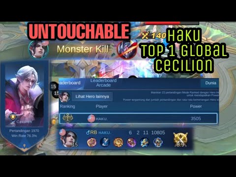 TOP 1 GLOBAL CECILION "HAKU" UNTOUCHABLE GAMEPLAY - MOBILE LEGENDS