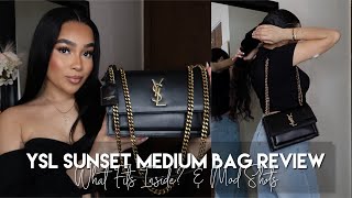 YSL SUNSET MEDIUM BAG UNBOXING REVIEW | What Fits Inside? + Mod Shots