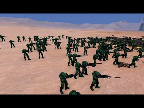 300 Halo Spartan-E3 VS. 30.000 Enemy (10.000x Wolf, Velociraptor, Dwarf) - UEBS