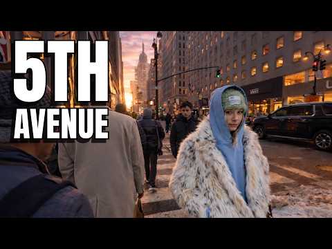 🗽NEW YORK CITY🗽 Walking Tour [4K] - Unique And Beautiful 5th AVENUE - Sunset Walk