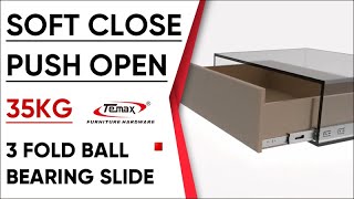 Push open drawer slides | 3 fold ball bearing slide