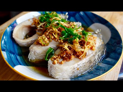 Steamed Fish Steaks with Crispy Garlic and Ginger