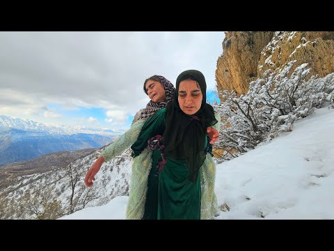 Tragic Fall of Zainab, a Nomadic Girl from a Cliff ❄️⛰️ | A Snowy Day in Nomadic Life