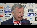 Sir Alex Ferguson reacts to Wayne Rooney's bicycle goal against Manchester City