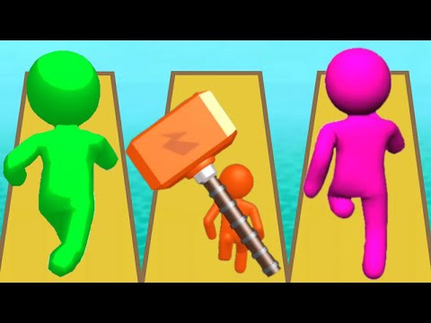 COLOR RUN STICKMAN 3D vs GIANT HAMMER vs GIANT CLASH 3D