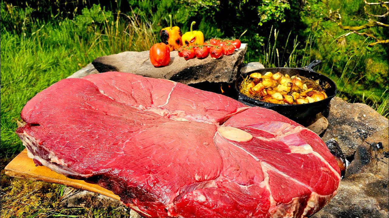 GIANT Tom and Jerry Steak FRIED on a Stone | The Best ASMR