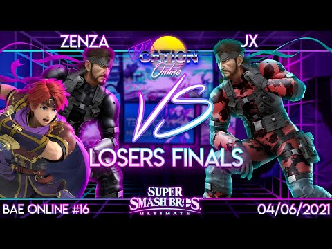 Baecation Online #16 - SSBU - Zenza (Snake, Roy) vs. JX (Snake) - Losers Finals