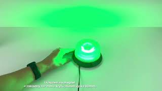 LED maják, 12-24V, 36xLED zelený, magnet, ECE R10