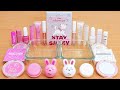 Pink Vs White Mixing Makeup Eyeshadow Into Slime ASMR
