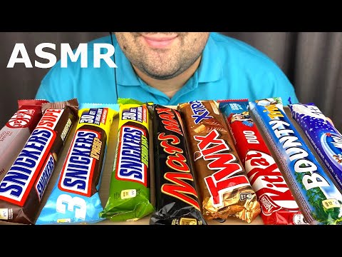 ASMR Chocolate Candy Bars (Snickers, KitKat, Mars, Twix, Bounty & Milky Way) Mukbang