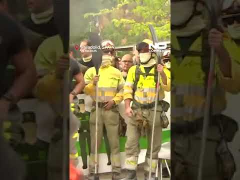 Protesters accuse Castile and León of mishandling deadly wildfires #nocomment #youtubeshorts #shorts